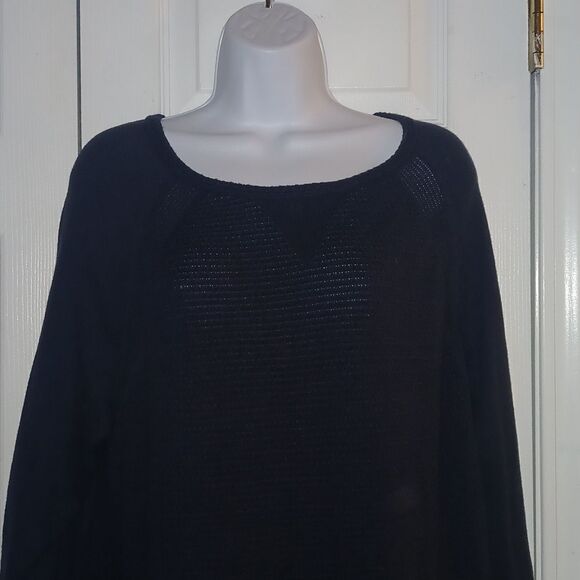 Cj Banks navy blue lightweight casual fall sweater with plaid hem Sz 1X NWOT - Picture 3 of 7
